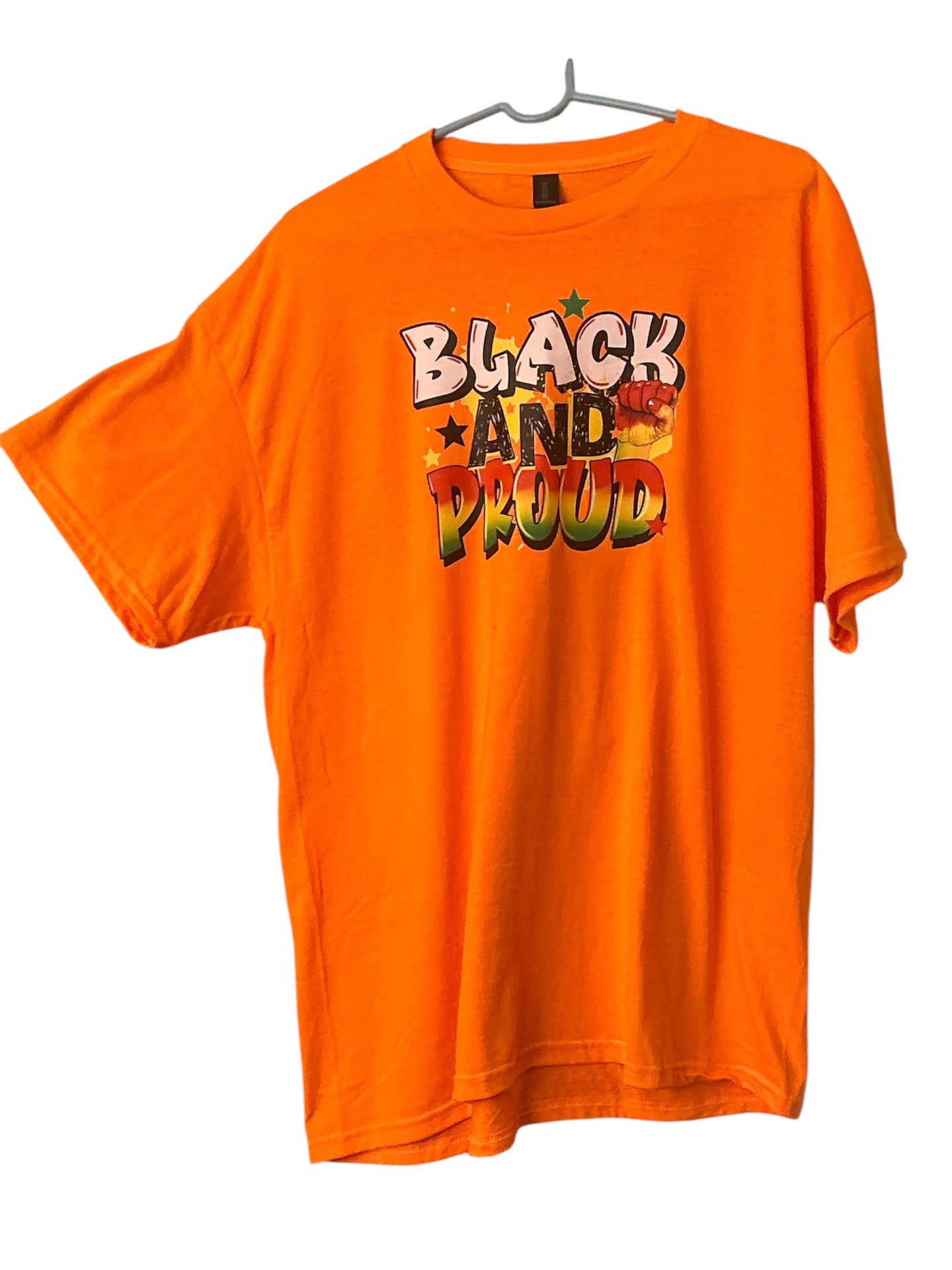 Gildan Heavy Cotton Short Sleeve T-Shirt Men’s Size XL Orange “Black And Proud” NWT