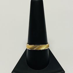 Vintage 10K Yellow & White Gold Textured Band Hallmarked LDI