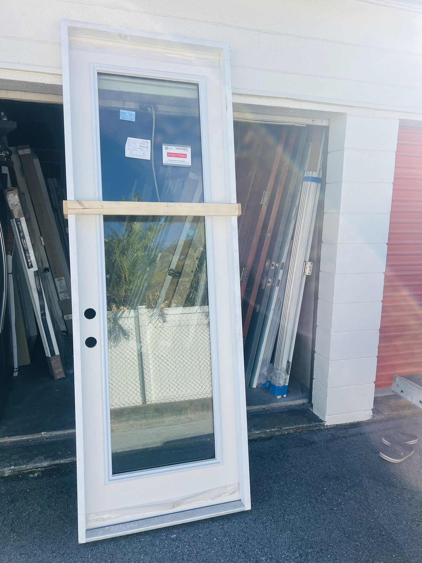 Brand New Exterior 8Ft Hurricane Impact Door With Composite Frame 32x96