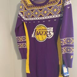 New With Tags Small Christmas Holiday Lakers Basketball Sweater Dress 