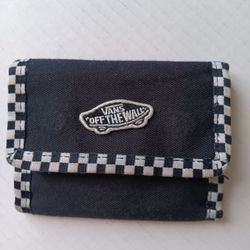 Vans Checkered Black Tri-Fold Snap Wallet Pre-owned