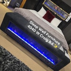 ✨️ Queen, King Light Up Fireplace Bed Frame ✨️ Furniture Sectionals, Dining Avail 