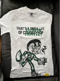 (Item is not free)all white with green and black awful lot of cough syrup shirt