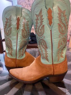 Lucchese 1883 TURQUOISE Soft Leather  Suede, Size  7.5 B Womans Western Cowboy Boots