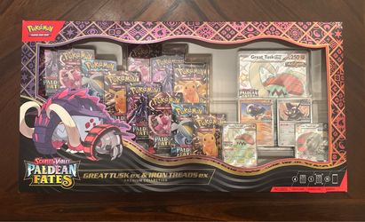 Pokemon Paldean Fates Great Tusk ex and Iron Treads ex Premium Collection (4x)