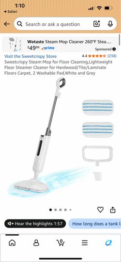 Sweetcrispy Steam Mop with 2 Washable Pads