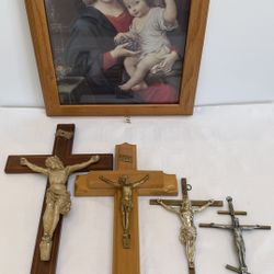 Vintage Religious Artwork Crucifixes | Pricing In Description