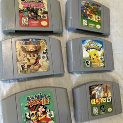 Nintendo 64 Game lot bundle Super mario 64 party 2 banjo tooie pokemon snap hey you pikachu glover