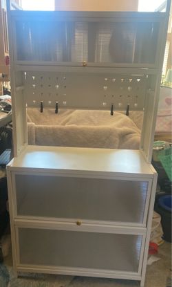 White Four Tier Storage Cabinet Shelves