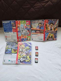 Nintendo Switch Games Splatoon 3,Zelda $35 Each, Kirby Star Allies $30,Carnival Games, Just Dance, Incredibles $15 Each Cartridges In Great Condition