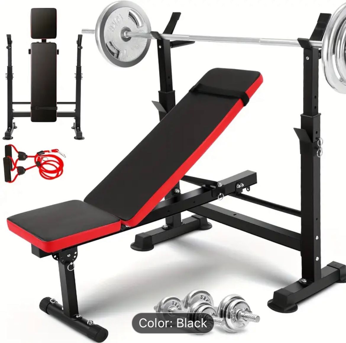 All In One 3S Fast Folding Home Gym Equipment, Professional Workout Bench Set With Squat Rack, Adjustable & Foldable Weight Bench Press Set With Leg D