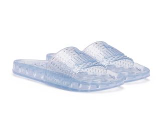 The Puma x Fenty Jelly Slides in Clear by Rihana