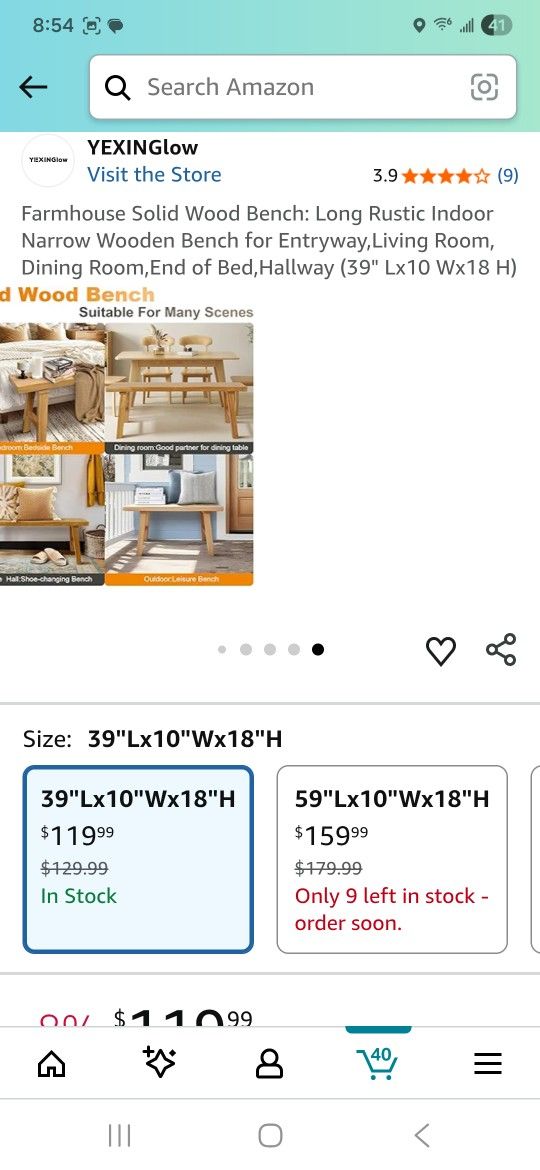 Farmhouse Solid Wood Bench