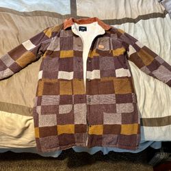 Vans Flannel  Fleece Lined Knee Length Jacket 🧥 