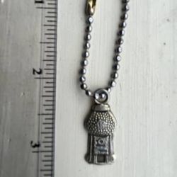Vintage Bronze / Brass 1 Cent Bubble Gum Machine Charm w/ Chain