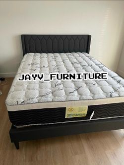 New queen bed frame with mattress