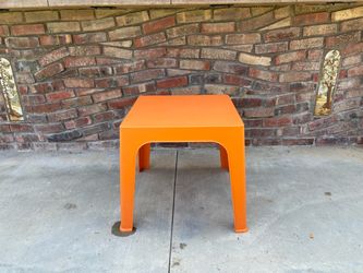 Vintage Vibrant Orange Plastic Side Table