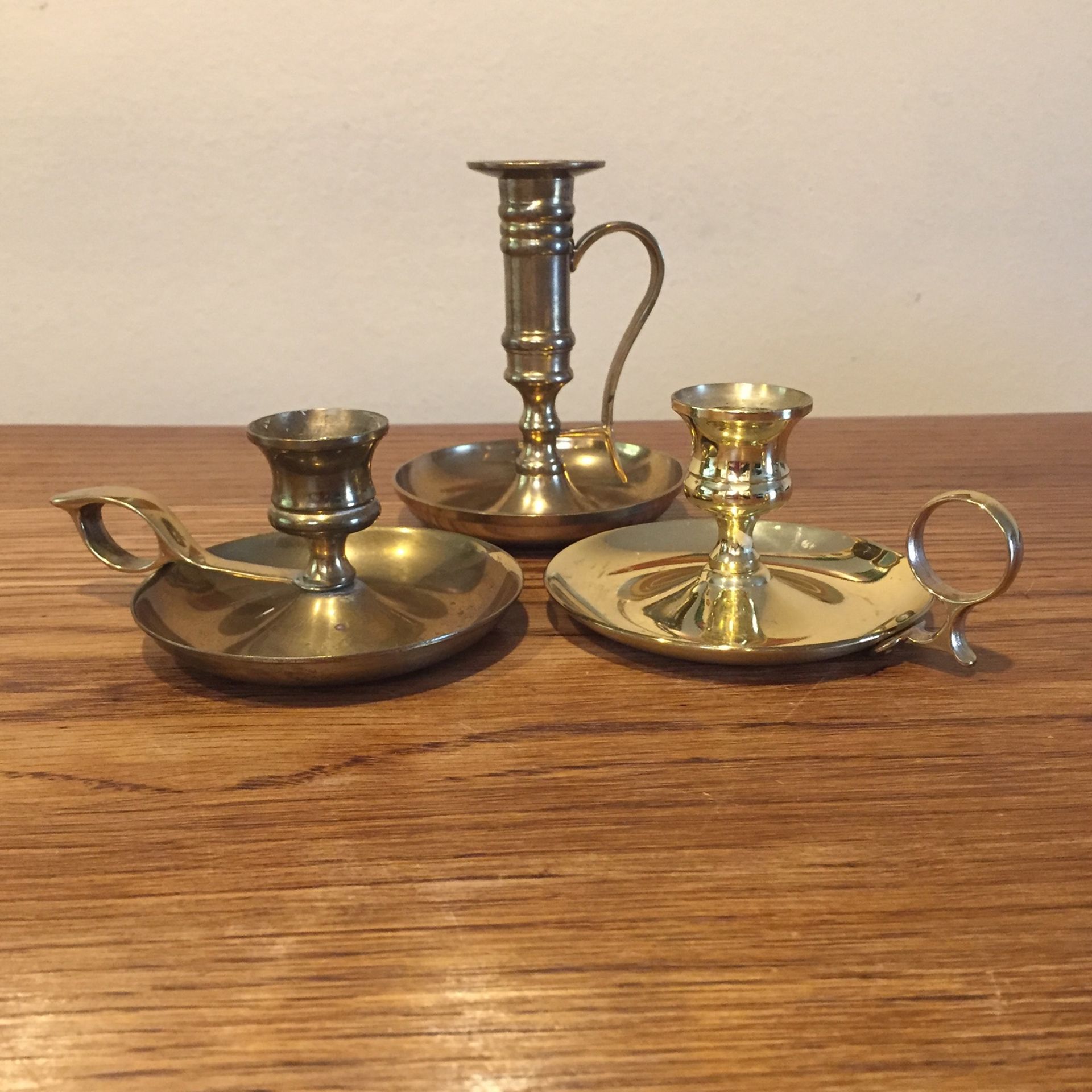 Brass Candlesticks Trio