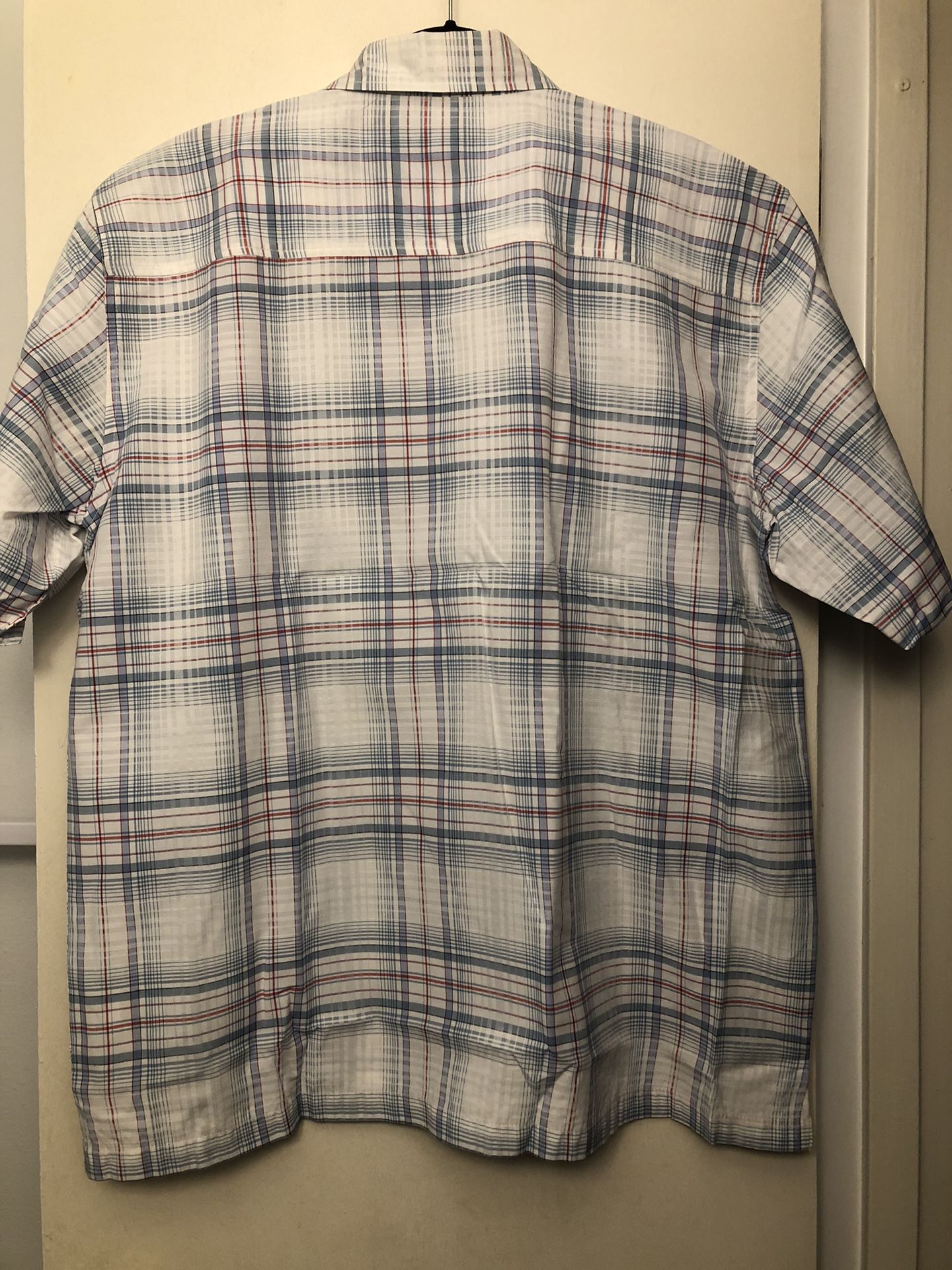 Men’s Plaid Short Sleeves Dress Shirt Button Down Sz: XL