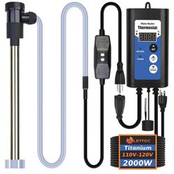 2000W Titanium Immersion Heater w/ Thermostat & GFCI for Pools, Hot Tubs & Spas