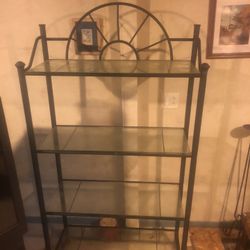P Nice glass and metal shelving unit