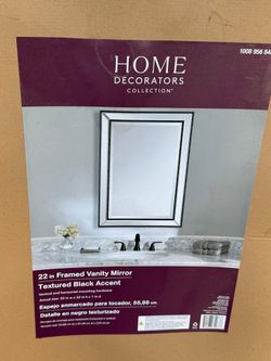 Home Decorators Collection 22 in. W x 32 in. H Rectangular Polystyrene Framed Wall Mirror in Textured Black.