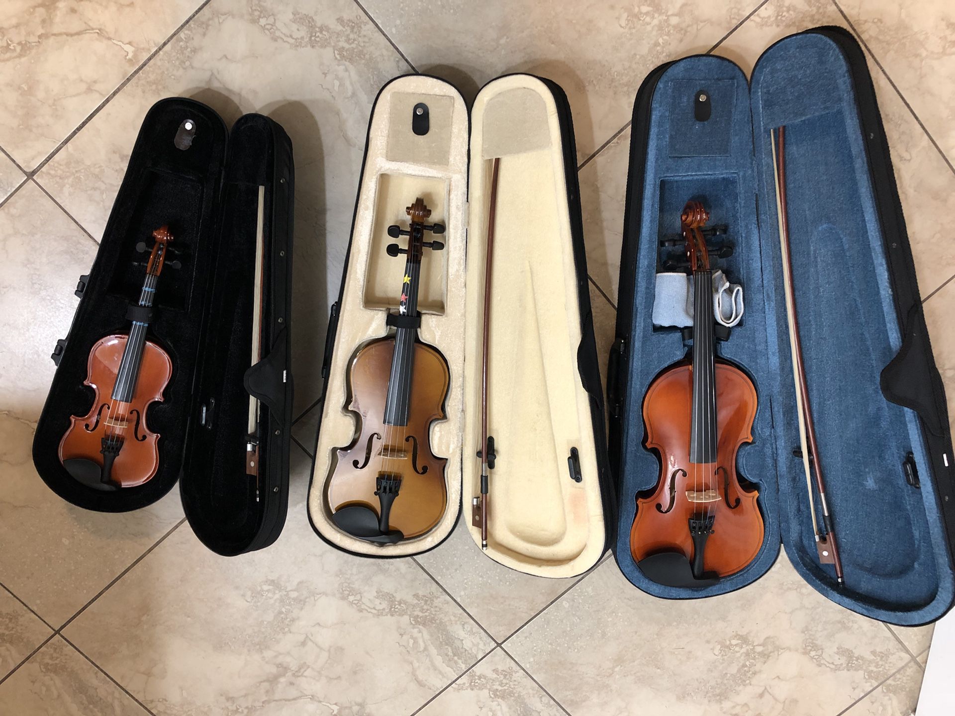 1/2 & 1/16 Violins with cases