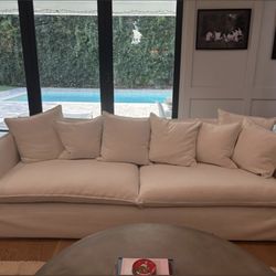 White Linen Couch 