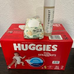 Size 2 Huggies Diapers wipes and shampoo