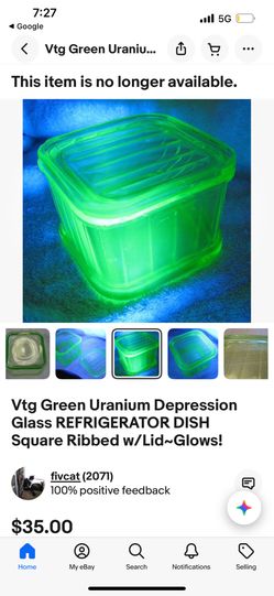 Uranium Depression Glass Storage containers with lid Uv light Glows