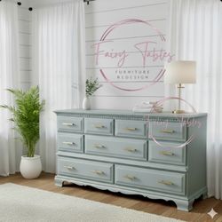 Coastal Cottage Dresser Refinished in Blue Green by Carolina Furniture Works Solid Wood