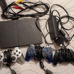 PS2 Console With 3 Controllers. Tested And Working 