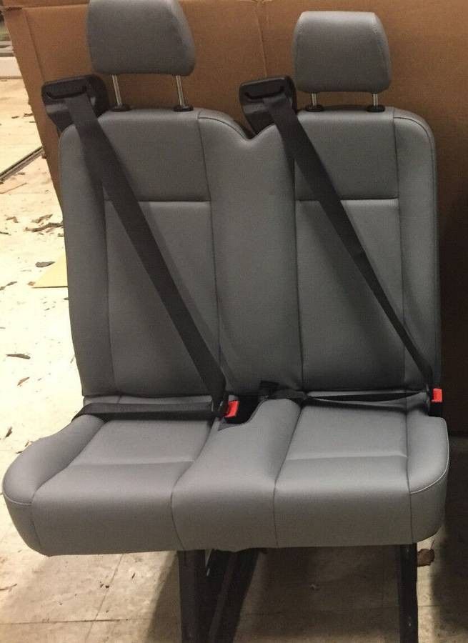 2015-2023 Ford Transit 2-person Gray Leather 31" Double Passenger Transit Seat w/quick release