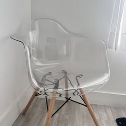 Clear Modern Wood Leg Desk Chair