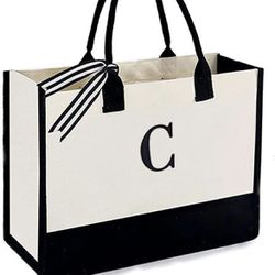 initial canvas tote bags birthday gifts for women-beach bags for