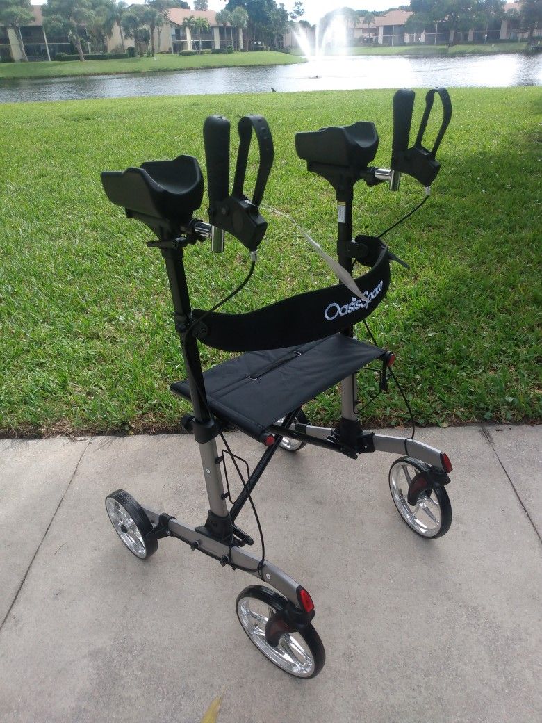 New Oasis Space Rollator All Terrain Upright Stand Up Walker - Senior Citizen Walking Helper 
