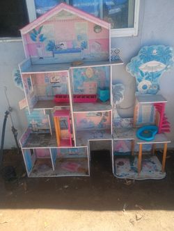 Large Wooden Dollhouse with Accessories