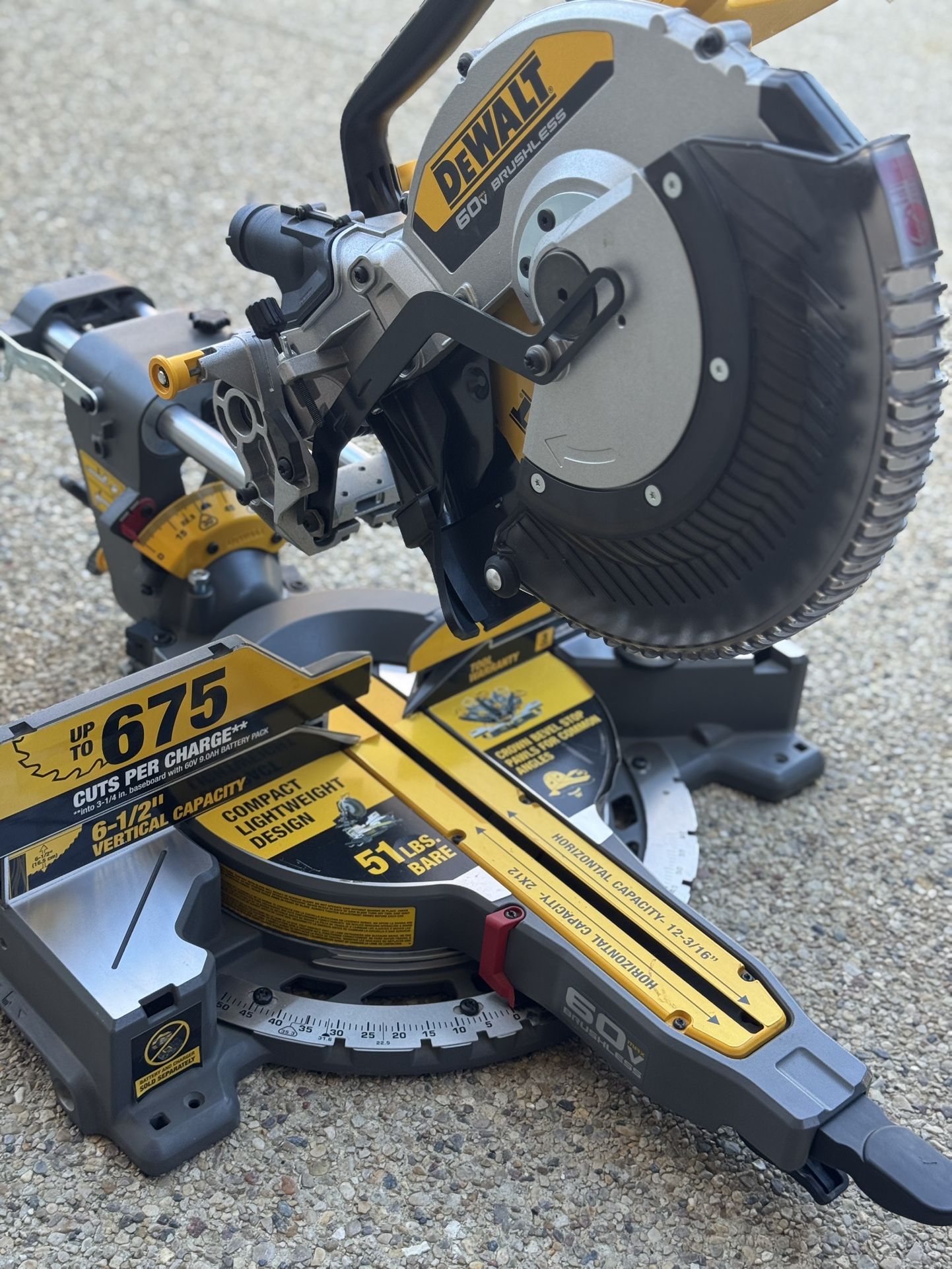 Dewalt 60V Lithium-Ion 12 in. Cordless Sliding Miter Saw with 12Ah battery fast charger