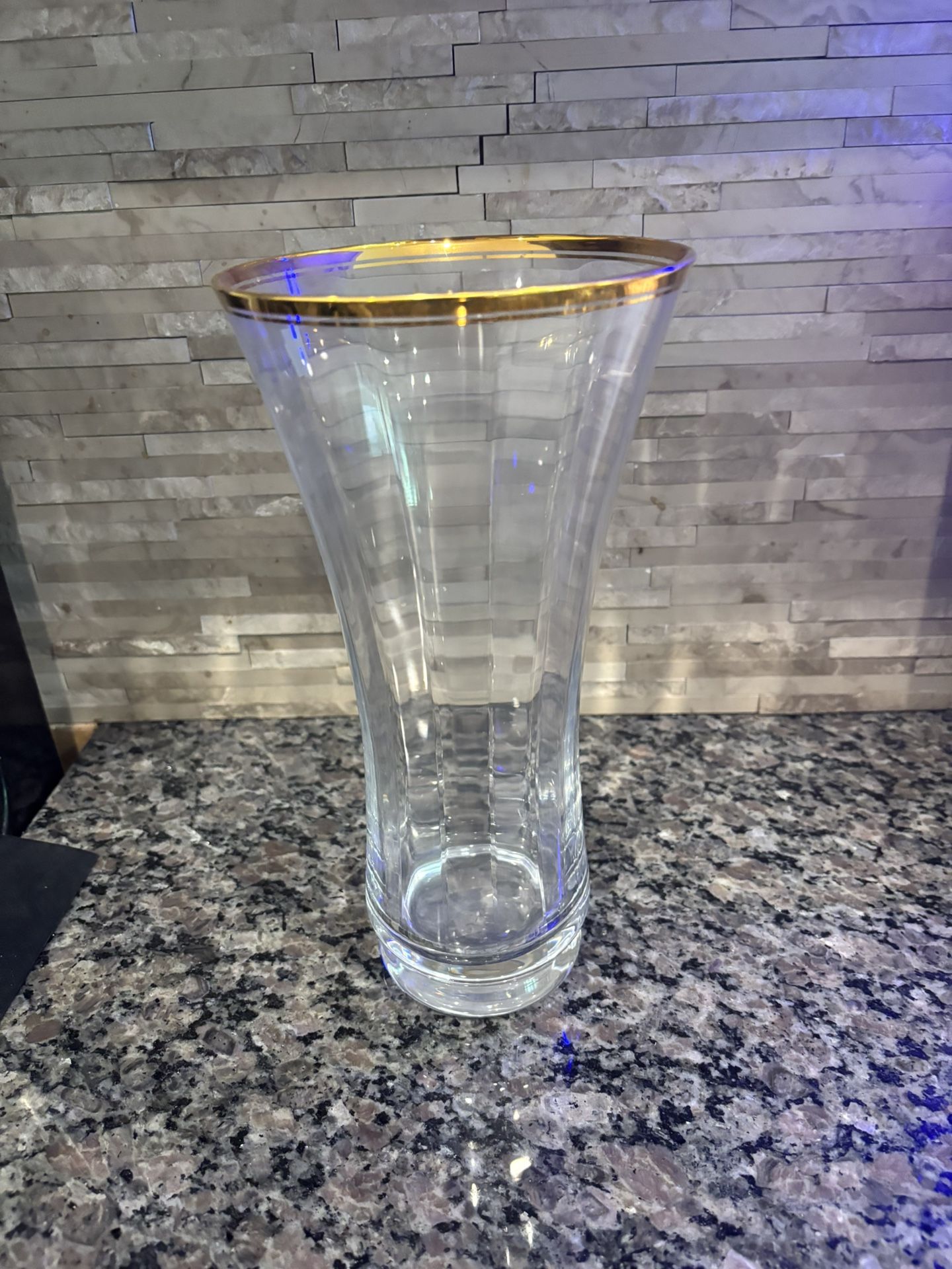 Glass Vase With Gold Rim