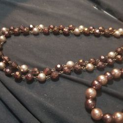 Champagne Pearl Necklace and Bracelet 