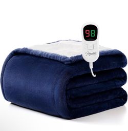 Homemate Heated Blanket Electric Throw - 50"x60" Heating Blanket T hrow 1/2/4/6/8 Hours Auto-Off 10 Heat Level Over-Heat Protection Flan nel Sherpa ET