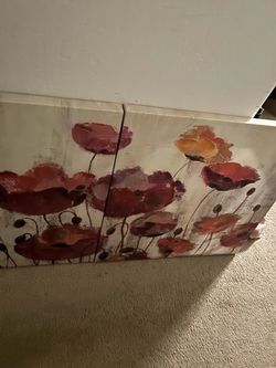 Two large poppy canvases