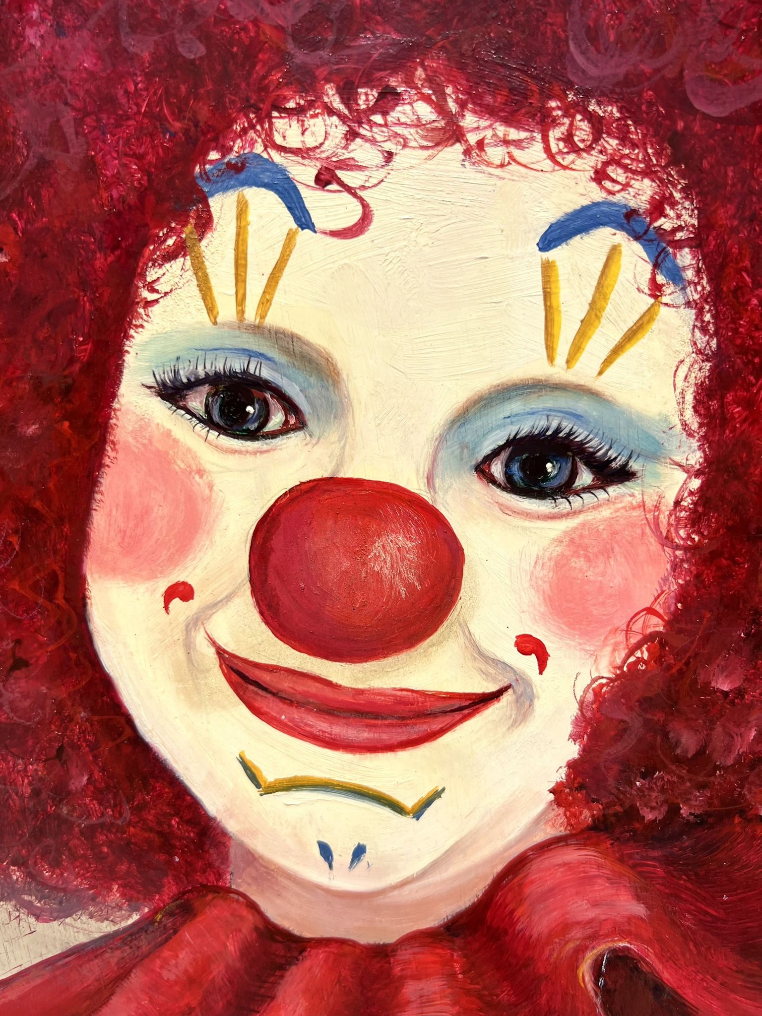 Halloween Decoration Very Large 80" X 24" Clown Art Panel Hand-Painted