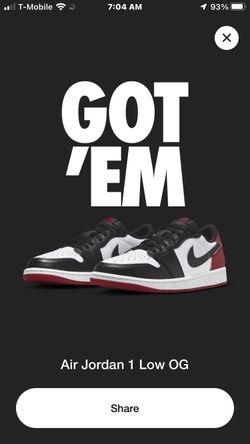 Nike Jordan 1 Retro Low OG “Black Toe “ 12.5M