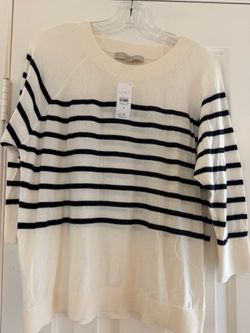 LOFT Striped Crewneck Sweater Size Medium