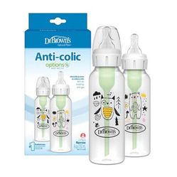 Dr. Brown's Natural Flow Anti-Colic Options+ Narrow Baby Bottle, Bear And Owl, 8 Oz/250 ML