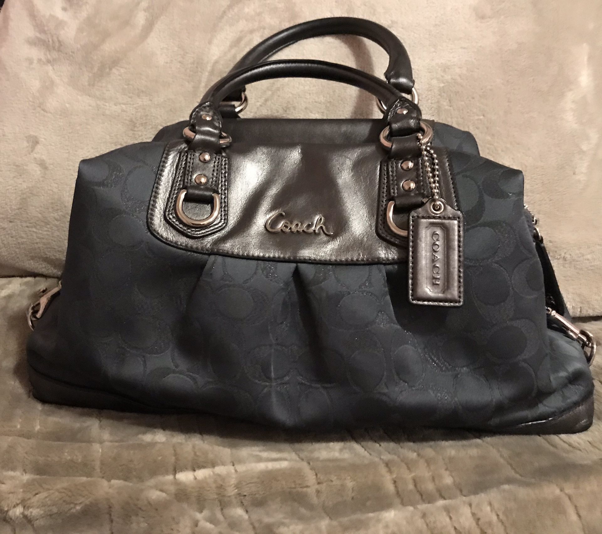 Coach Handbag ( Steele Blue/metal Grey Leather)