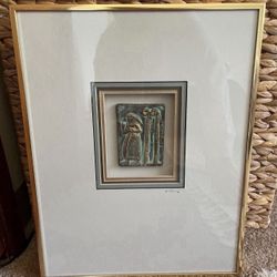 Framed  ceramic artwork from the "Sumerian III" series by American artist Harris G. Strong 
