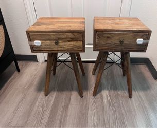 Pair of Wood Nightstands with Drawer