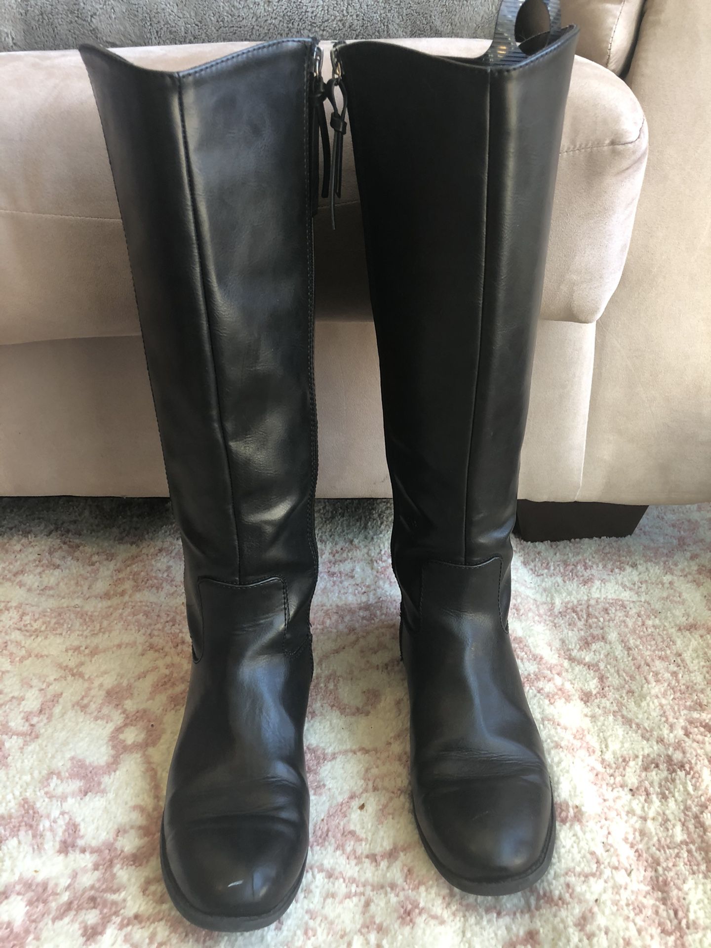 Tall Black Vegan Leather Boots
